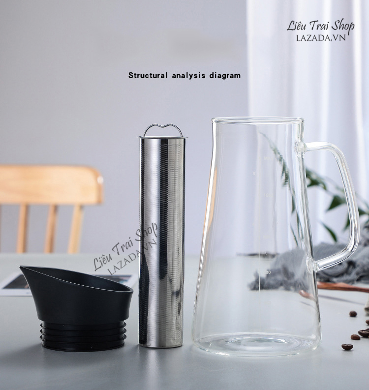 Bình pha cà phê cold brew bình pha cafe lạnh bình pha trà bình nước thuỷ tinh nắp tự động