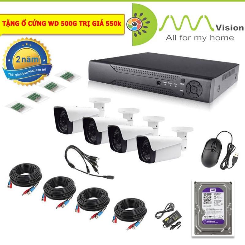 Bộ camera AHD KIT 4 mắt 1080P VỎ KIM LOẠI xem trên điện thoại, tivi, máy tính, XEM NGÀY ĐÊM, Lắp ngoài trời và trong nhà