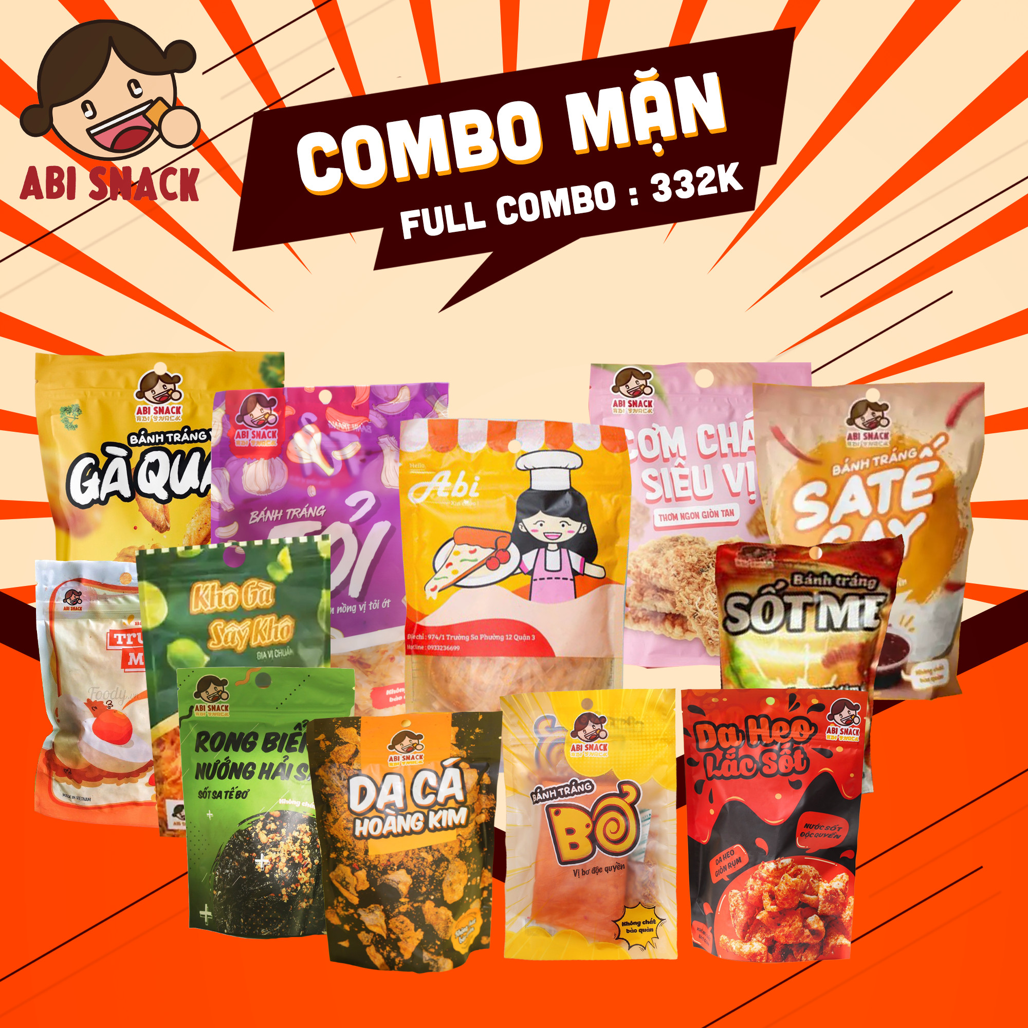 [HCM]BÁNH TRÁNG ABI COMBO MẶN 12 LOẠI
