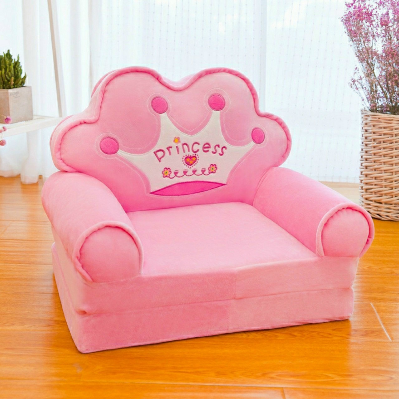 Ghế lười,ghế đệm gấp sofa giường 3 tầng mẫu vương miện hồng