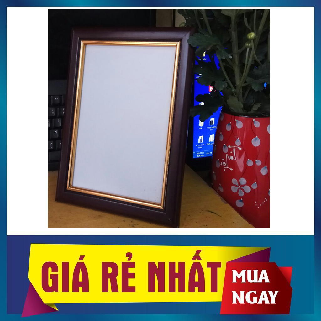 Khung ảnh để bàn, khung ảnh treo tường nâu viền vàng