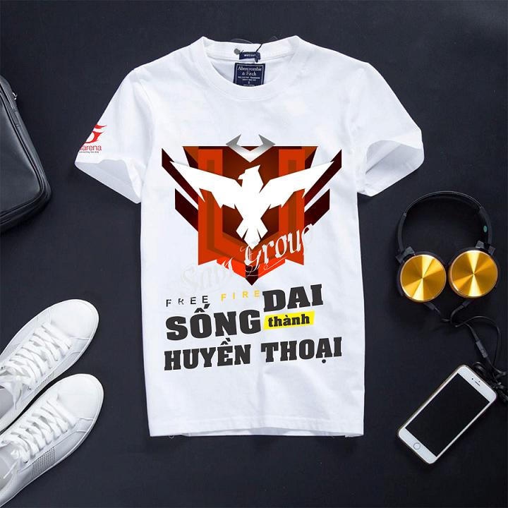 Áo Thun Free Fire Cotton cổ tròn màu trắng logo rank huyền thoại chất vải mềm mịn cực đẹp