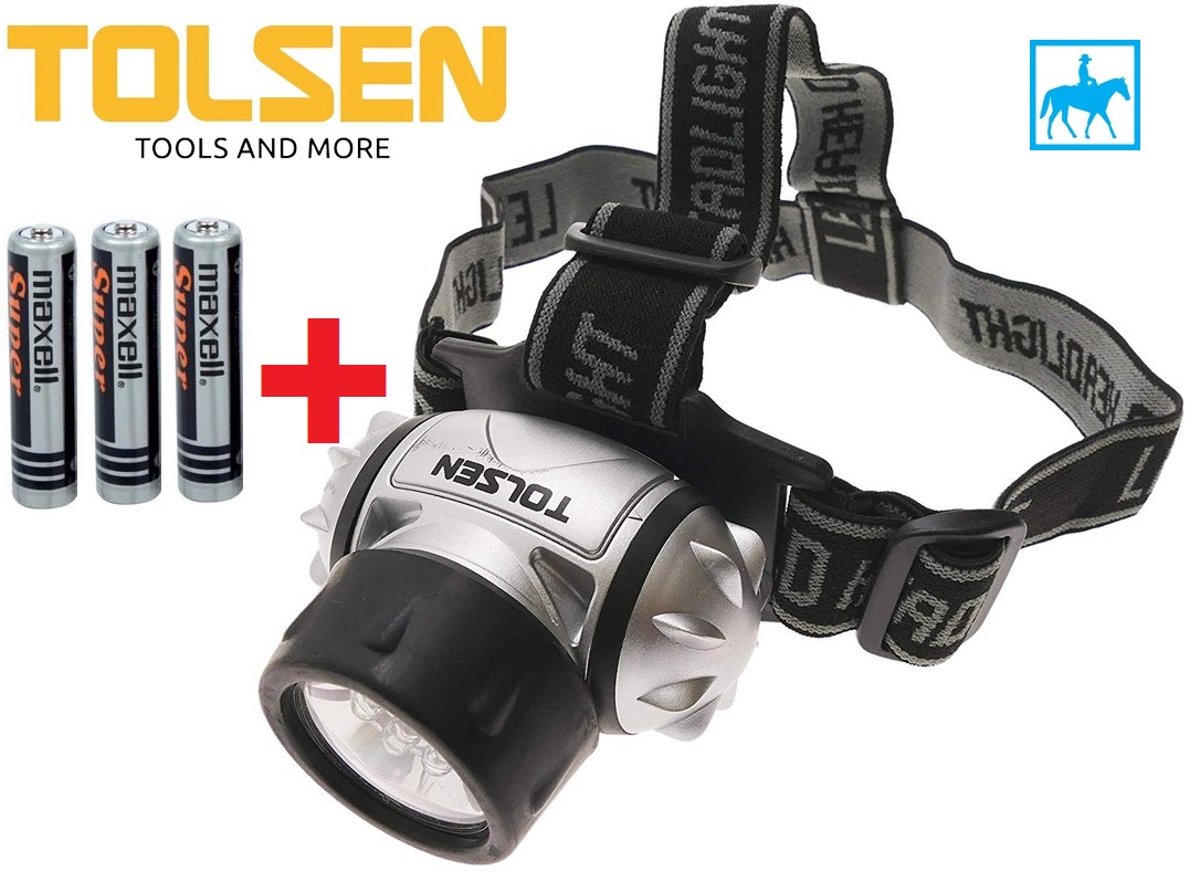 Đèn đội đầu đèn soi chiếu xa 7 led 50lumens tolsen 60011 tặng 3 pin aaa