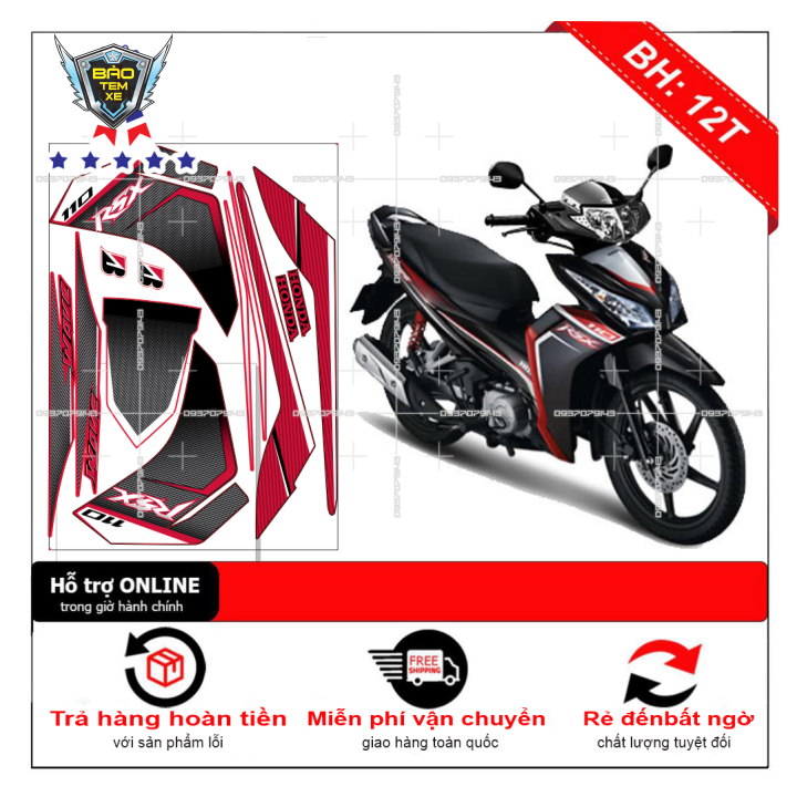 Tem rời xe wave rsx 2012 đỏ đen