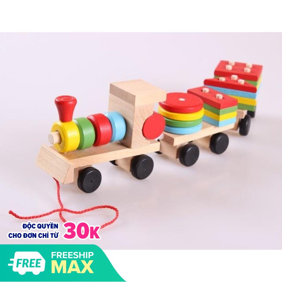 Đoàn tàu xếp hình màu sắc - - Đồ chơi gỗ Mina Shop 038 - Smart Baby