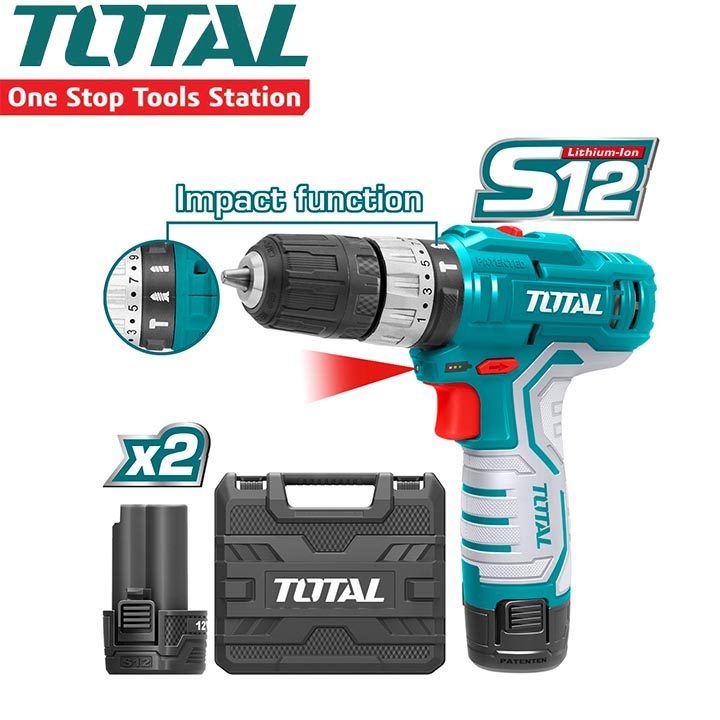[HCM]Máy khoan búa dùng pin Lithium 12V tOTAL TIDLI1232