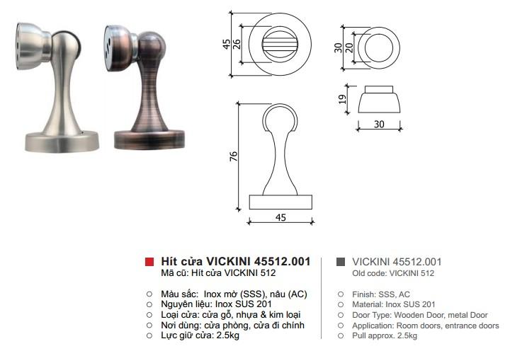[HCM]Hít cửa VICKINI 45512.001 (Màu Nâu)