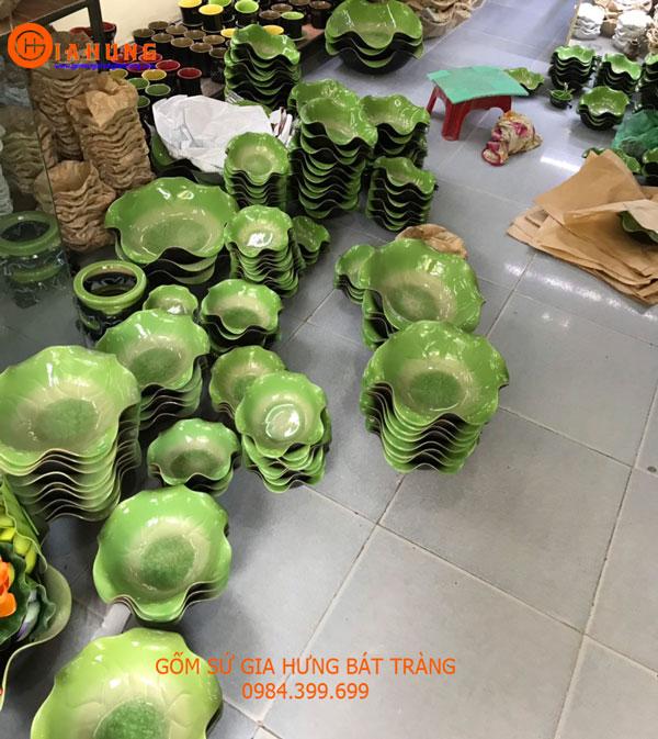 Bộ 6 bát sen phi 12 gốm sứ Bát Tràng