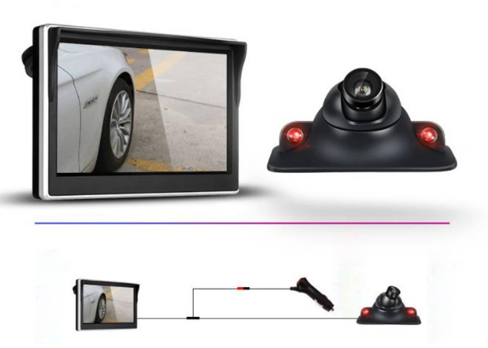 Camera cặp lề hồng ngoại không khoan gương màn 5 inch tặng lọ keo chuyên dụng