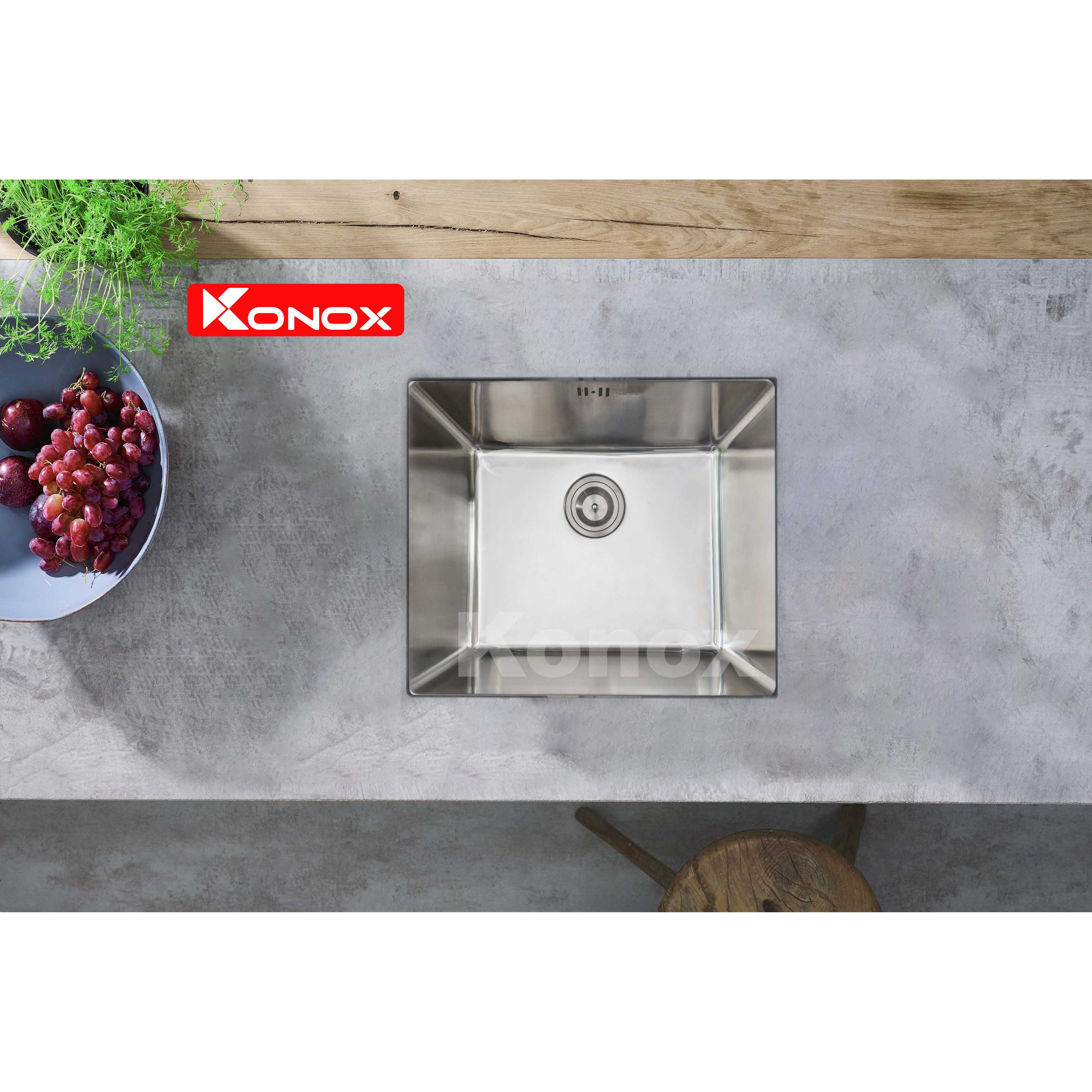 Chậu rửa bát inox 1 hố lắp âm Konox Cube 5444SU