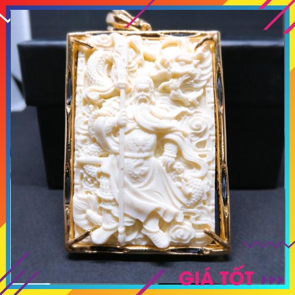 Mặt Dây chuyền VIP Bạc Thái Mạ Vàng Non. Mặt Dây Chuyền Phong Thủy, Mặt Dây Chuyền Quan Công Cao Cấp, Mặt Dây Chuyền Khóa Rồng, Vòng Cổ Nam Đẹp ( Màu Trắng) (Mặt)