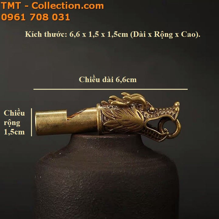 Còi đồng đầu rồng kích thước 66x15x15cm màu đồng - sp001524
