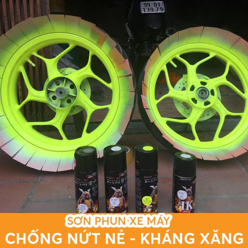 COMBO Sơn Samurai Lót-Nền-Màu-Bóng Đầy Đủ Sơn Cặp Mâm Màu 56** Vàng Chanh Huỳnh Quang