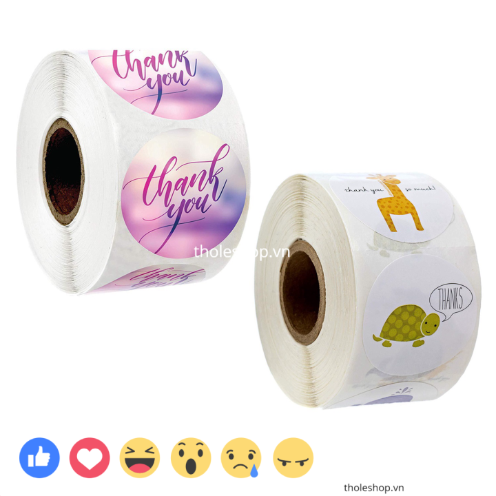 [SALE] Cuộn Nhãn Dán - Cuộn 500 sticker dán hoạ tiết chữ Thank You đẹp mắt - Miếng Dán Nhãn Quà Tặng Nhãn Dán Niêm Phong