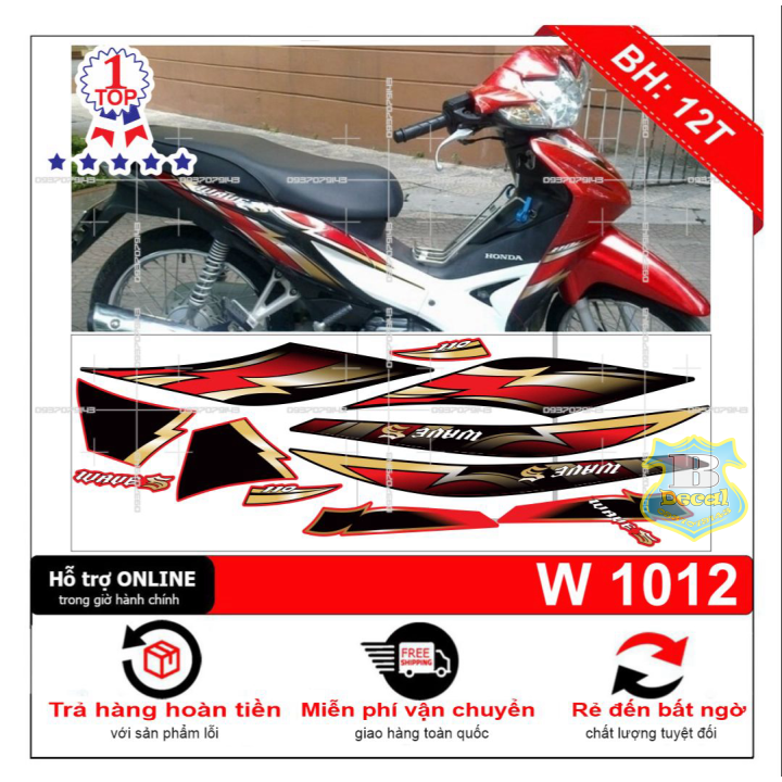 Tem rời wave S 110 mẫu zin đỏ đen