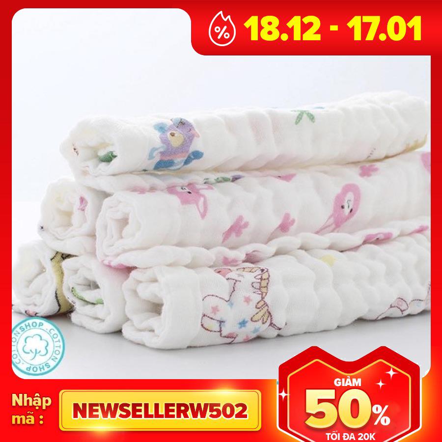 Sét 5 khăn sữa sợi tre in hình