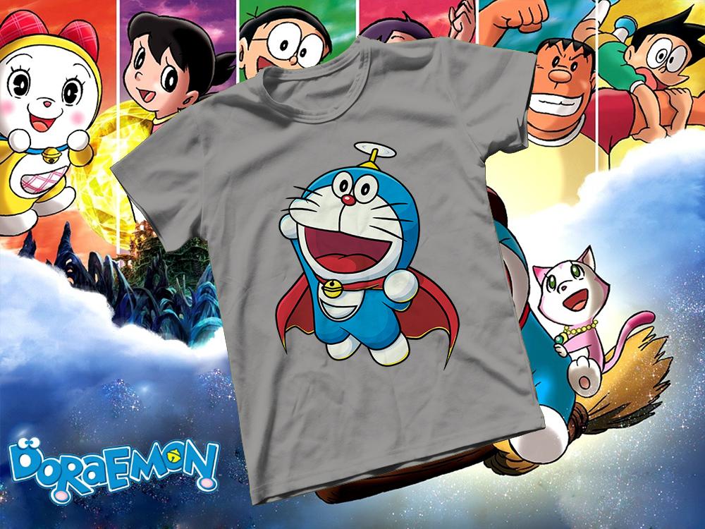 [HCM]Áo thun Cotton Unisex - Anime - Doraemon - Doraemon superman