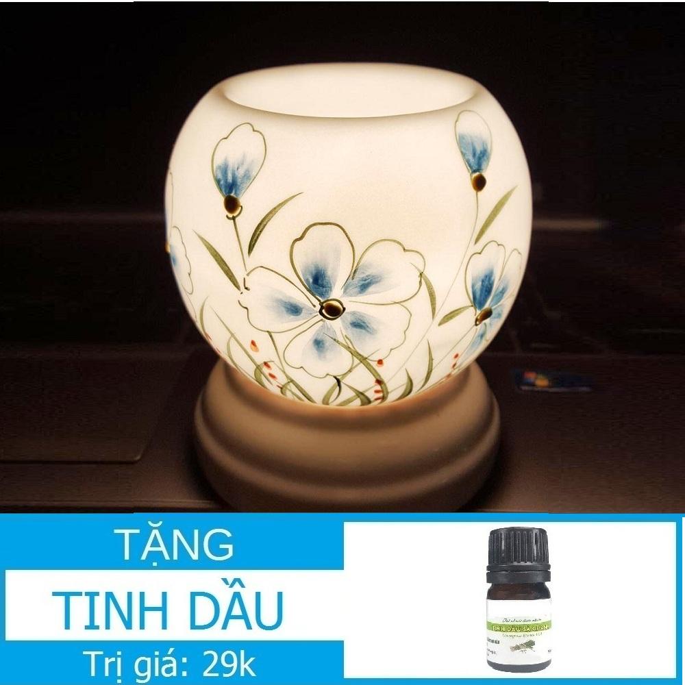 Đèn xông tinh dầu hình Tròn Tặng tinh dầu Quế kiêm đèn ngủ - Hàng Bán Chạy - MS