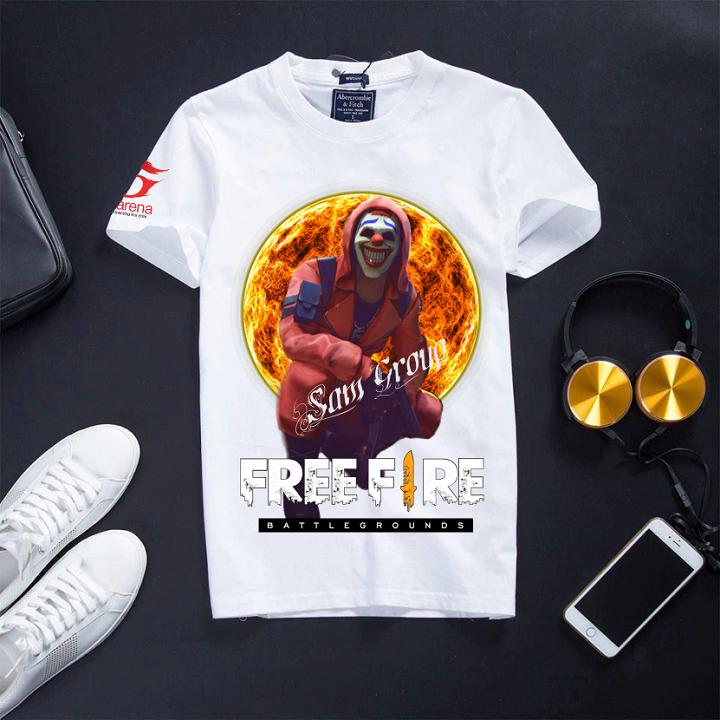 Áo Thun Cotton Free Fire Màu Trắng Khủng Long