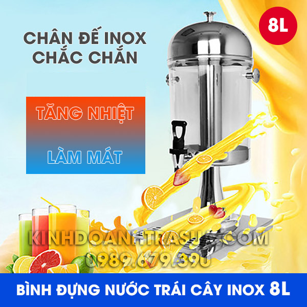 Bình Đựng Nước Trái Cây Inox 8L (Loại Tốt)