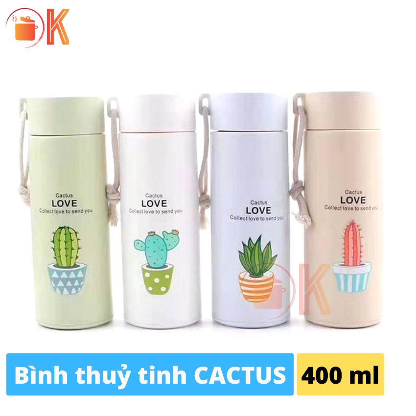 Bình Giữ Nhiệt Thuỷ Tinh Nhiều Màu Sắc CACTUS COLLECTION dung tích 400ml TP?R075