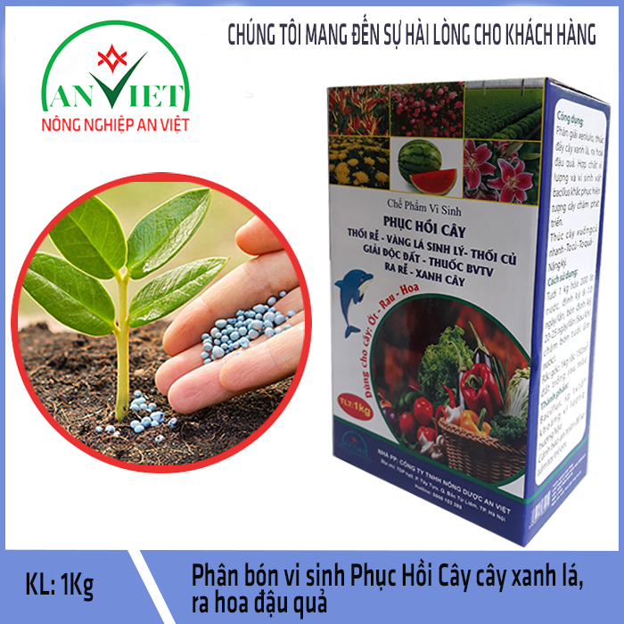 Phân bón vi sinh PHỤC HỒI CÂY giúp cây xanh lá, ra hoa đậu quả, khối lượng 1kg