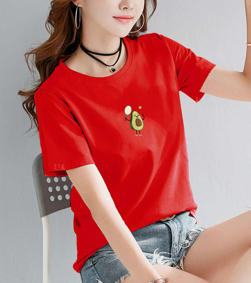 Áo thun cotton nữ in quả bơ nhỏ