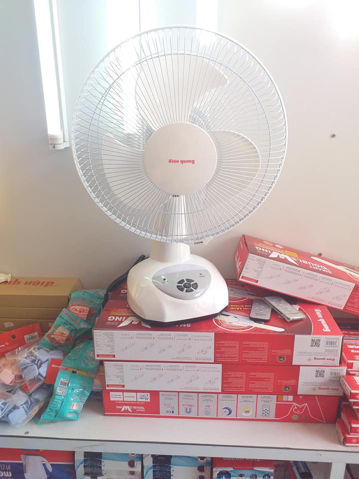 Quạt sạc 9 mức gió Điện Quang RF01 ( Màu trắng, có đèn ngủ )