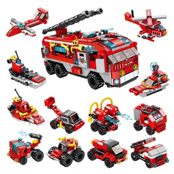 Bộ đồ chơi lắp ráp Panlos Brick 12 trong 1 - Mô hình City Fire Truck 633016 - 561 mảnh ghép