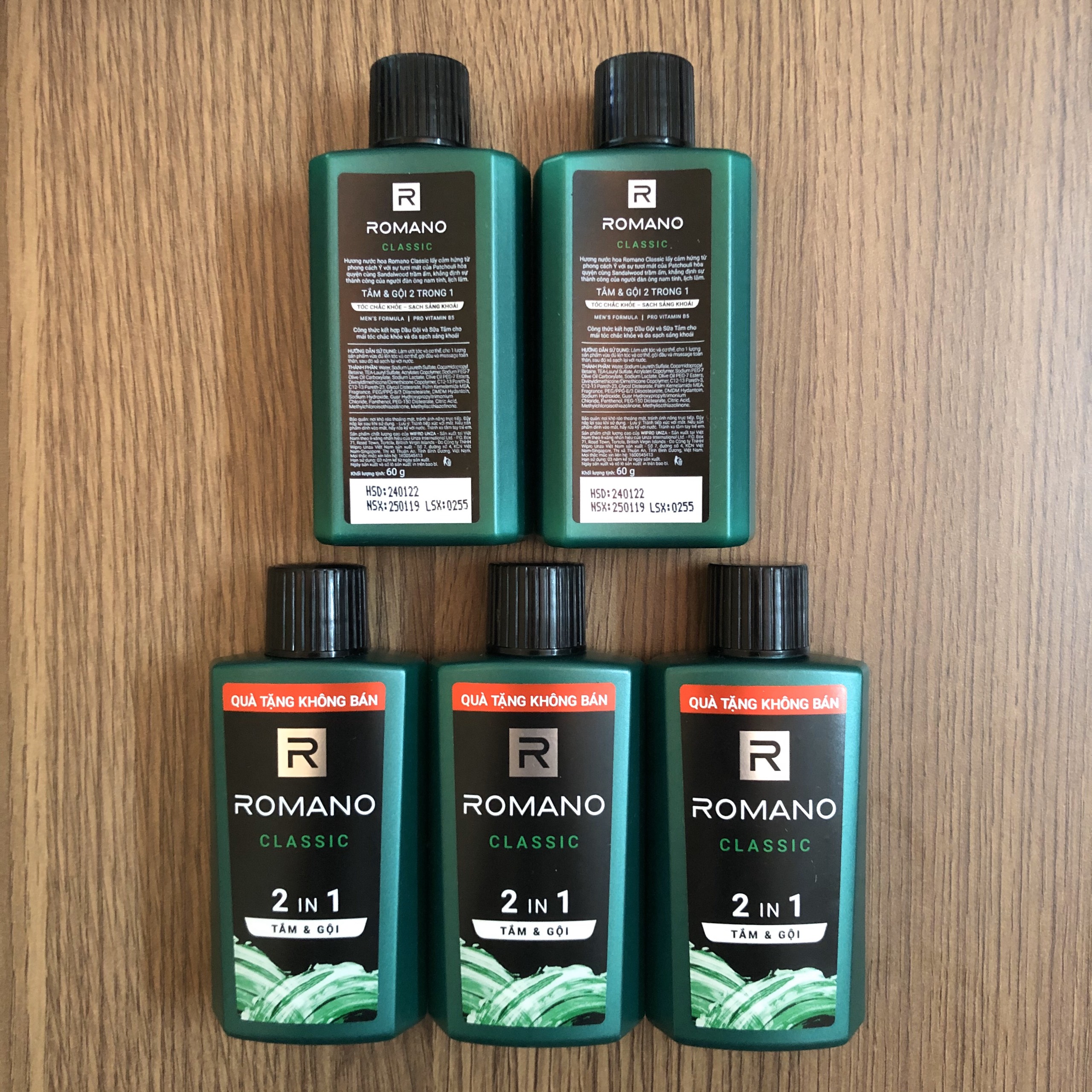 Set 5 chai dầu tắm gội Romano 2 trong 1