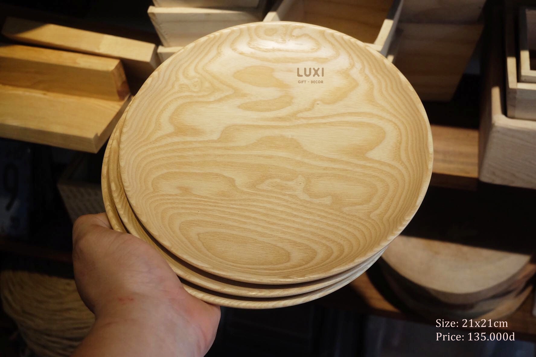 Khay gỗ dĩa tròn (decor 09) - LUXI decor