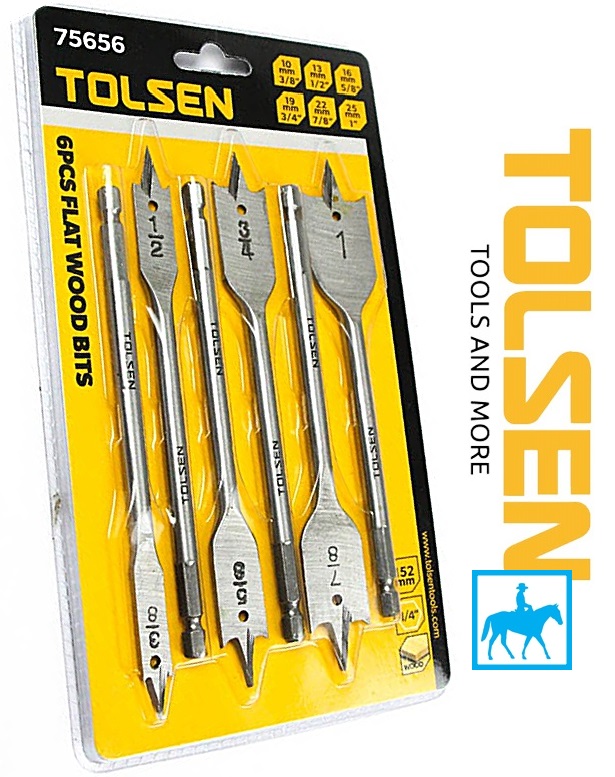 [HCM]Bộ 6 Mũi Khoan Gỗ Đuôi Lục Giác 10mm 25mm Dài 152mm TOLSEN 75656