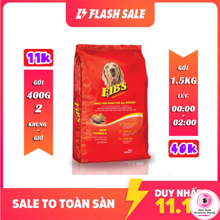 Thức ăn cho chó trưởng thành FIBS 400g và 1.5kg - Vị Thịt Bò