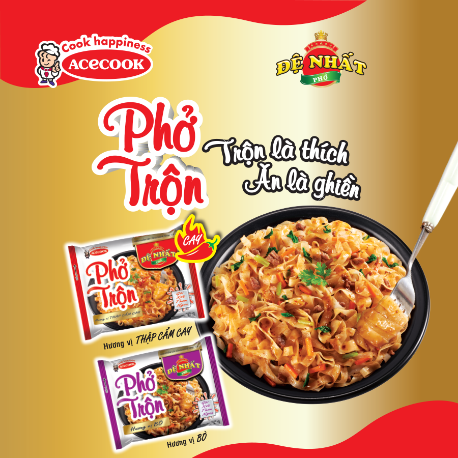 Combo 2 gói phở trộn Đệ Nhất mix 2 vị Bò và thập cẩm