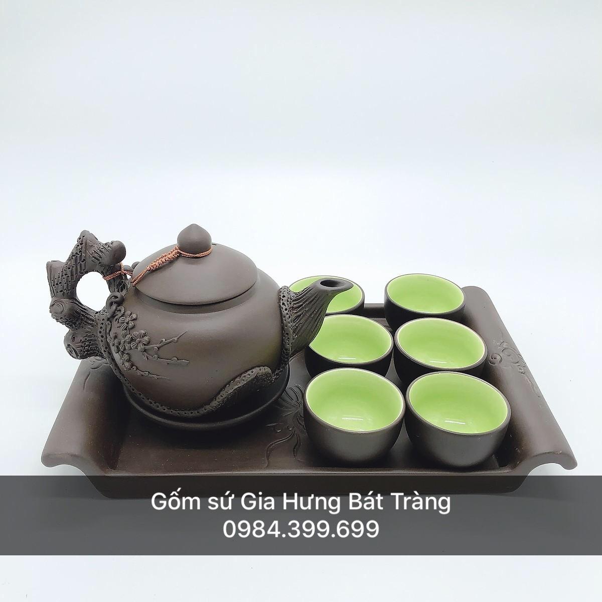 Bộ ấm chén gốm Gia Hưng Bát Tràng