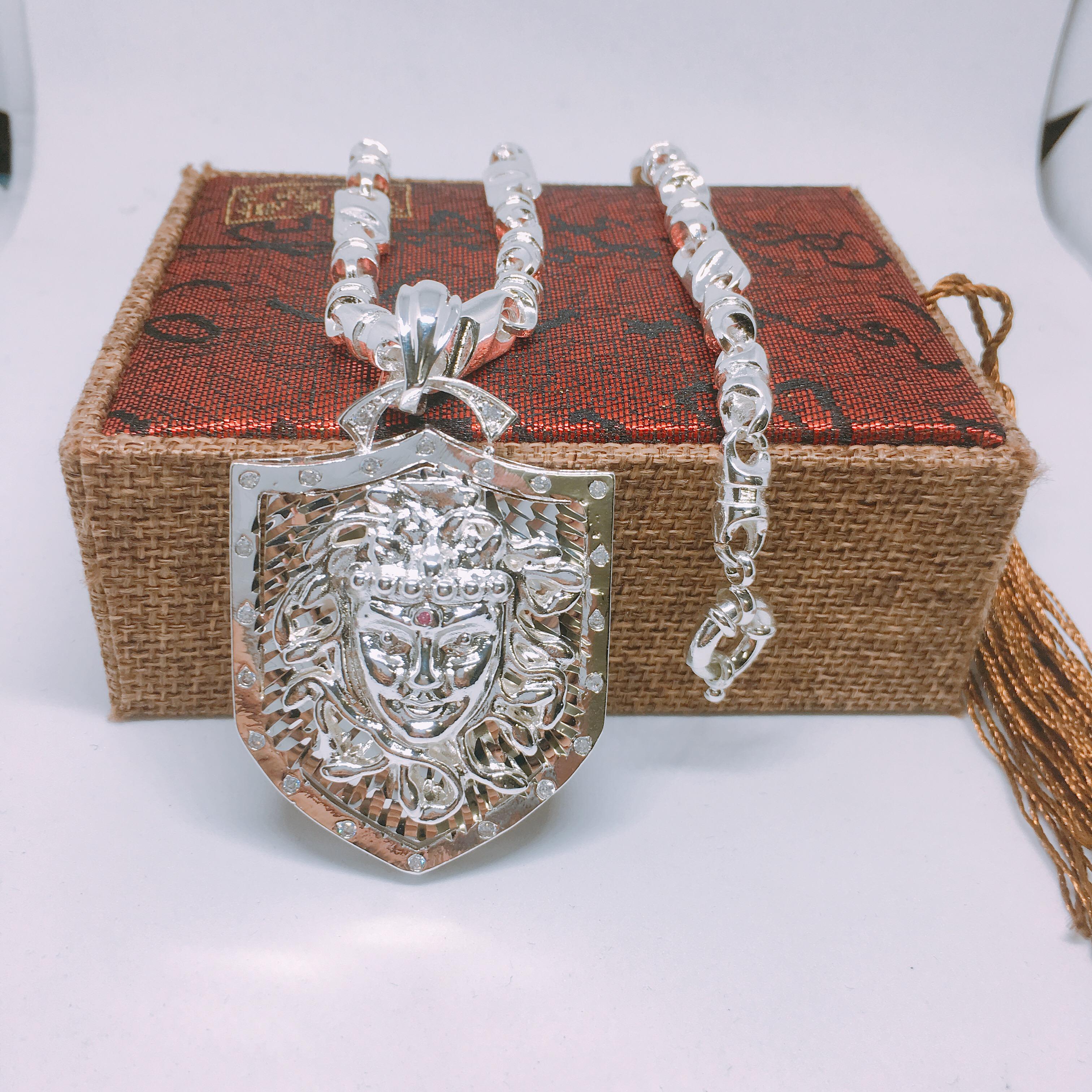 Dây chuyền Phong Thủy Nam Vip Bạc Thái, Vòng Cổ Nam Phong Cách MS07| Jewelry Bảo Tín (dây và mặt) ( Màu Bạc)