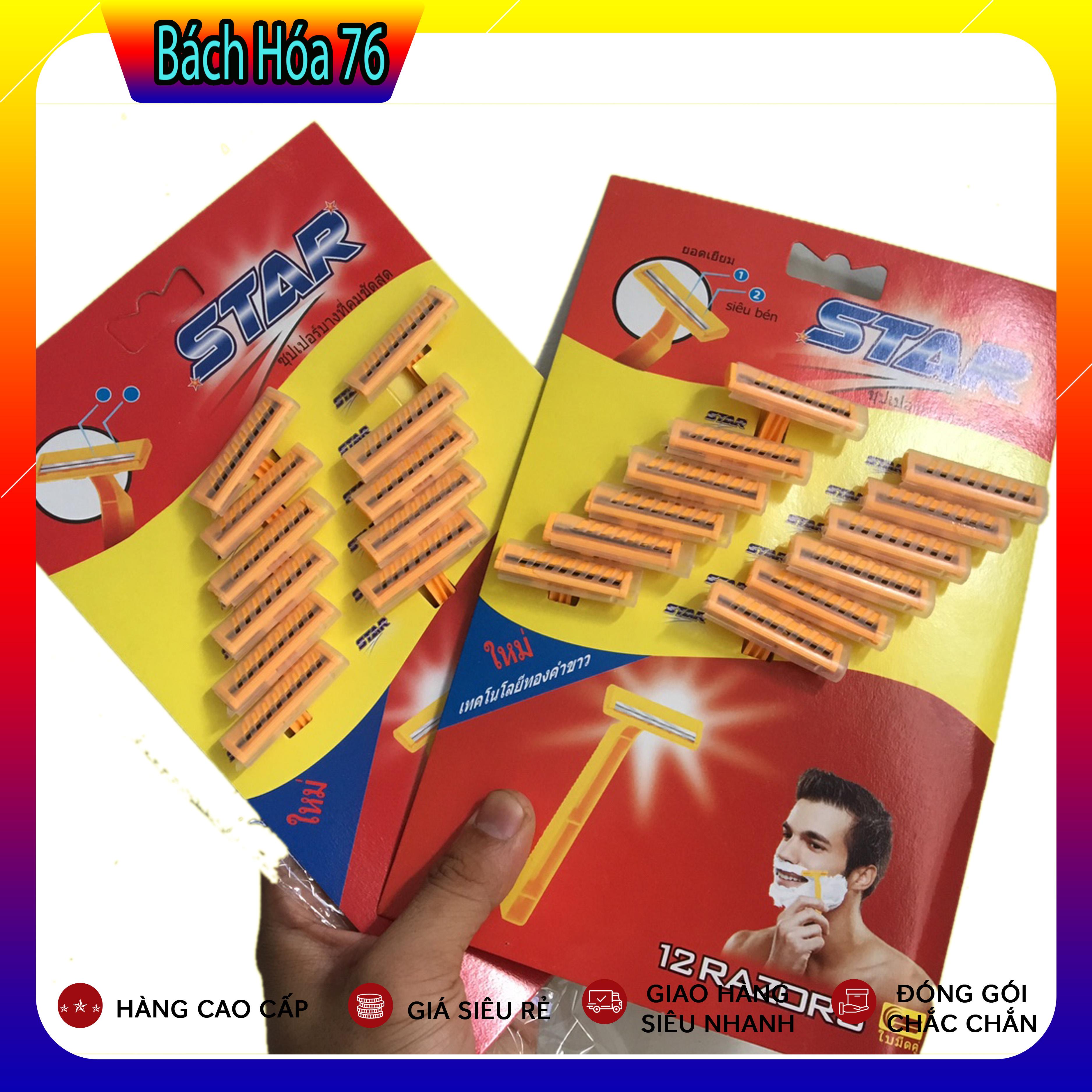 Combo 24 dao cạo râu cán vàng Thái Lan Star