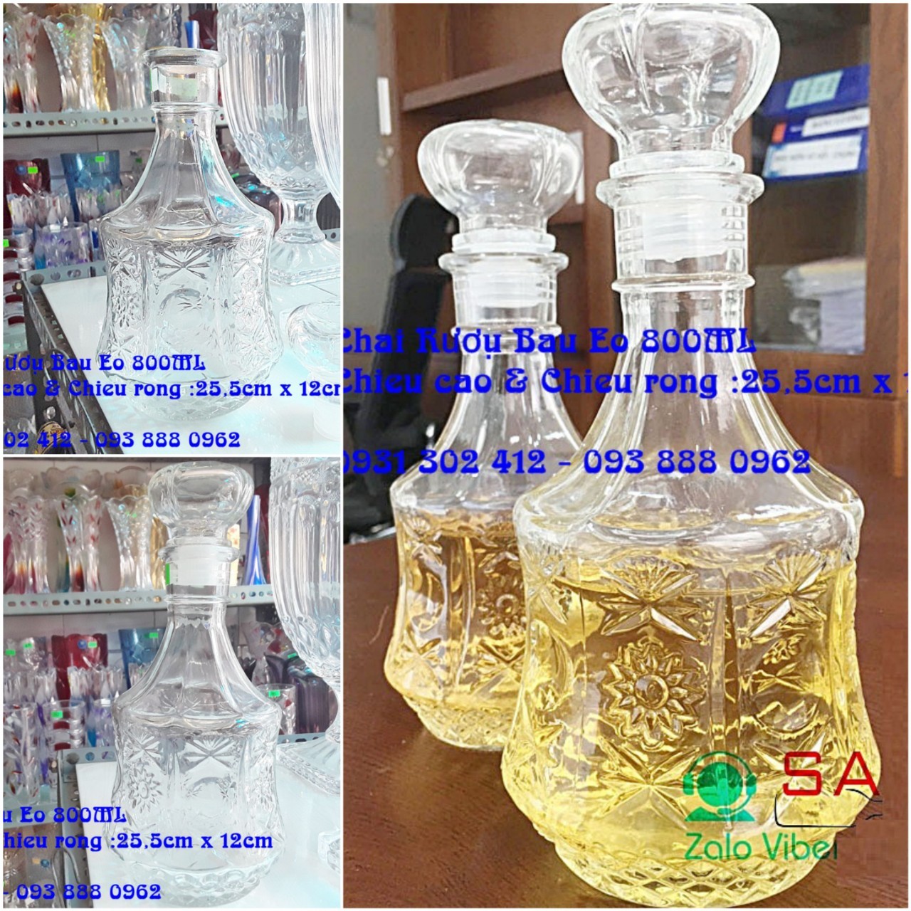 [HCM]Chai thủy tinh đựng ruou tròn từ 700ml - 1L