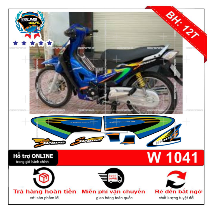 Tem rời xe wave  S 125 xanh đen