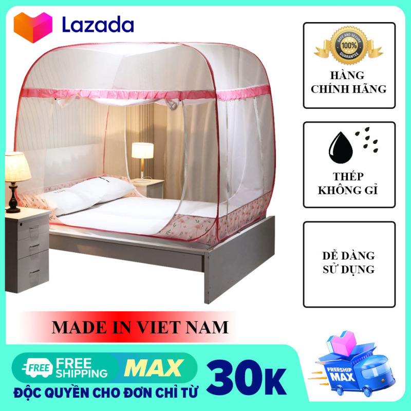 Mùng Chụp Tự Bung Chống Muỗi Cao Cấp 1m6 x 2m Loại Đỉnh Rộng - Bình Minh - Hàng Việt Nam (Loại 2 Cửa)