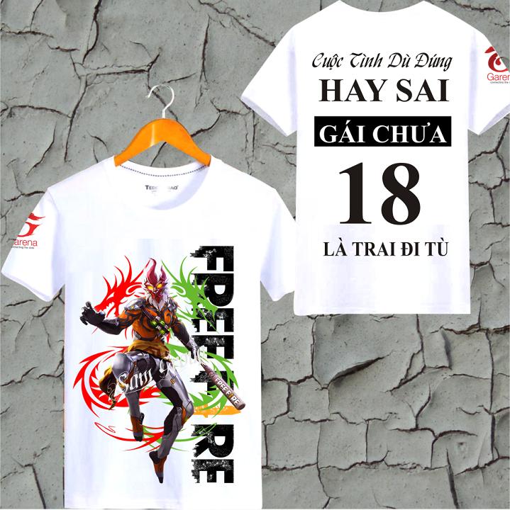 Áo Thun Free Fire Cổ Tròn Cotton Màu Trắng Ngộ không