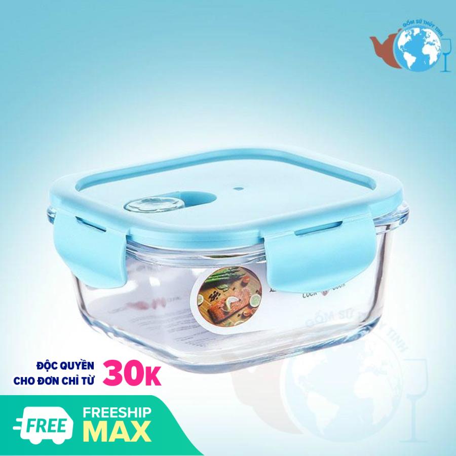 [HCM]Hộp thủy tinh VUÔNG LỚN BX2002 đựng thực phẩm 520ml hàng cao cấp nắp đậy kín hàng chất lượng cao (để ngăn đông không sợ hộp bị bể)