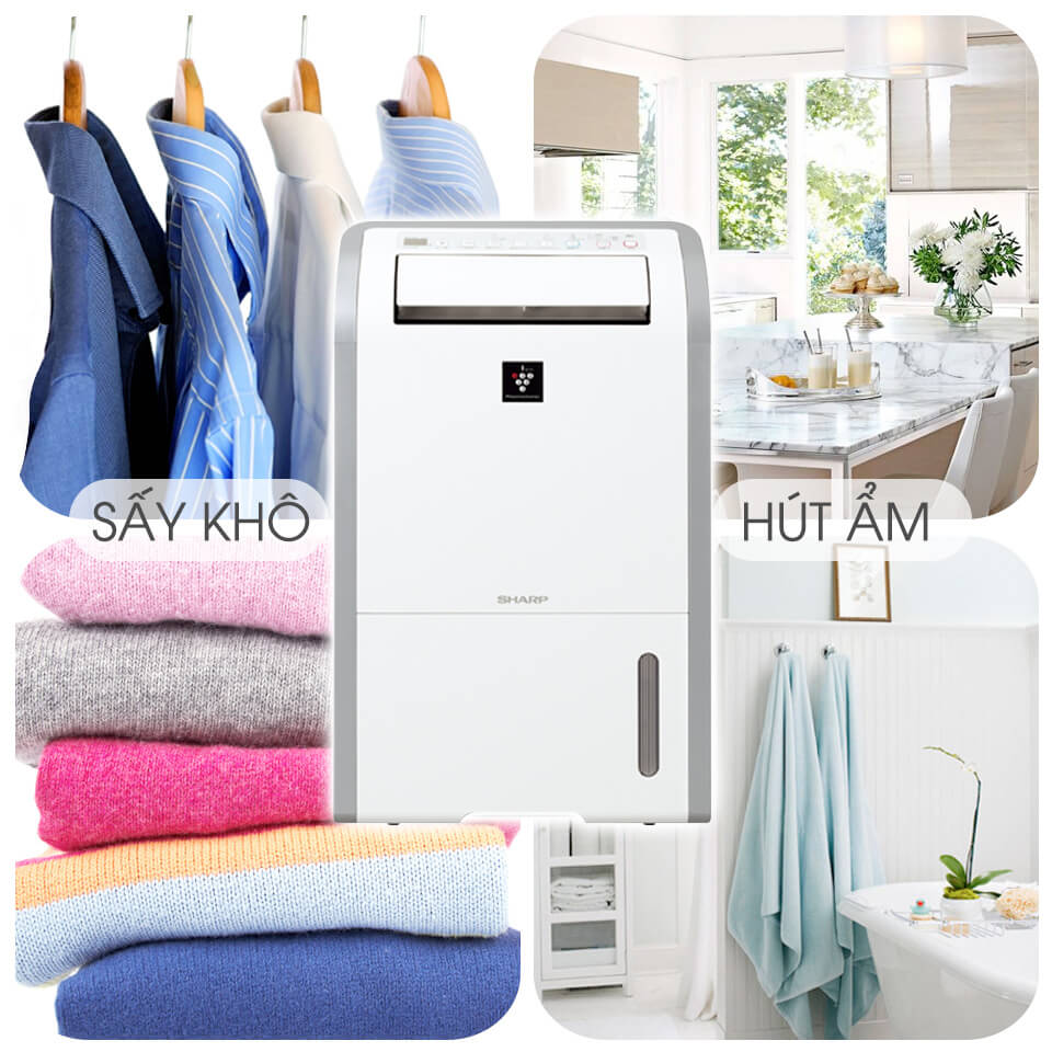[Trả góp 0%]DW-D20A-W | Máy tạo ion và hút ẩm Sharp DW-D20A-W (50m²/20lít) (Hàng chính hãng)