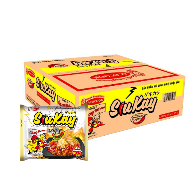 [HCM]Thùng 24 gói mì Siukay 128gr vị Gà Pho Mai
