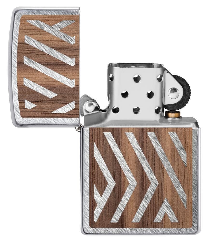 Zippo 29902 - Zippo Woodchuck Paths Heringbone Sweep Walnut Emblem