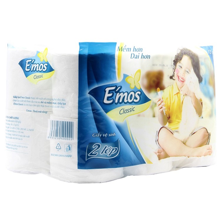 [HCM]Combo 12 cuộn Giấy vệ sinh Emos Classic 2 lớp
