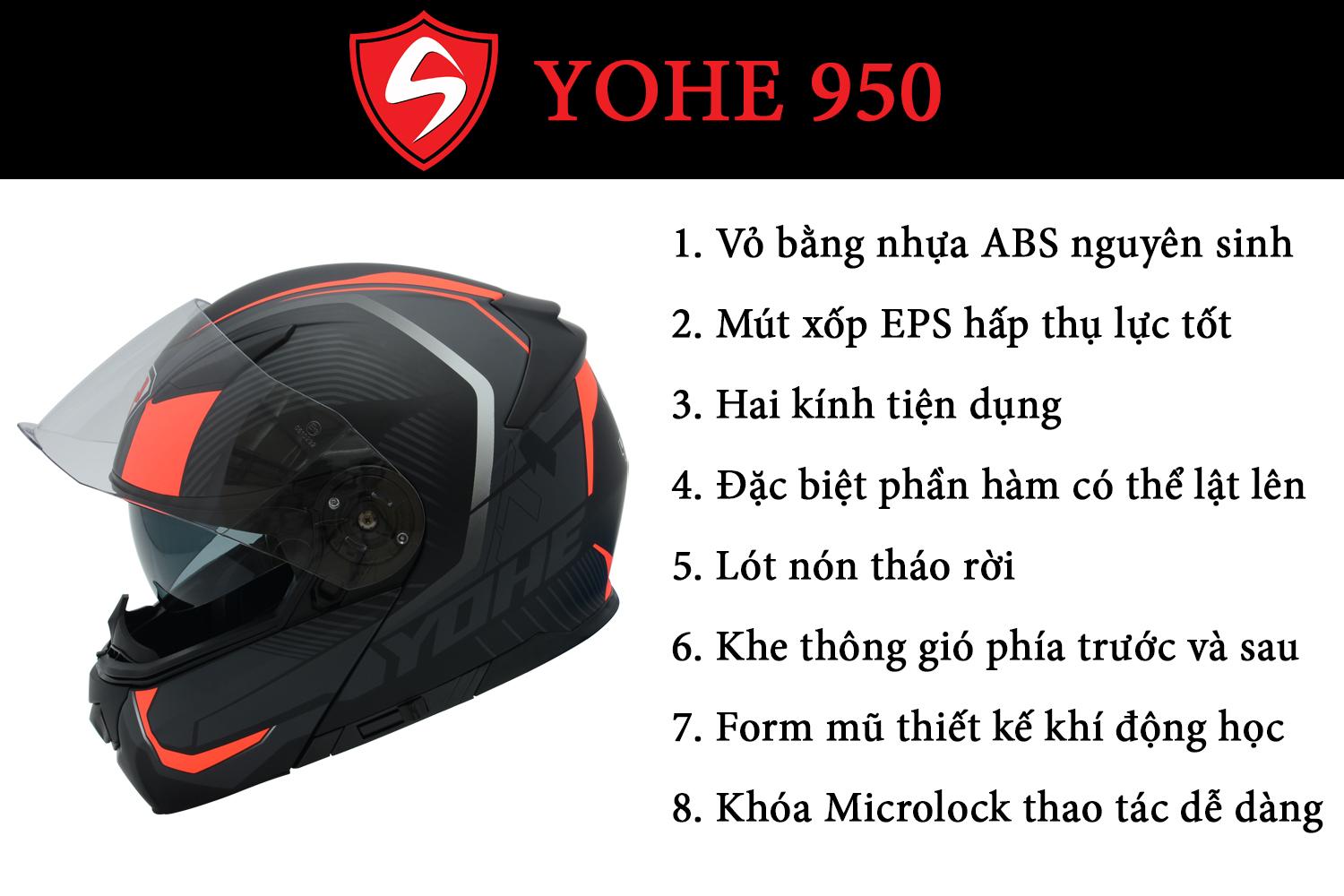 [HCM]Mũ lật hàm YOHE 950 CHÍNH HÃNG