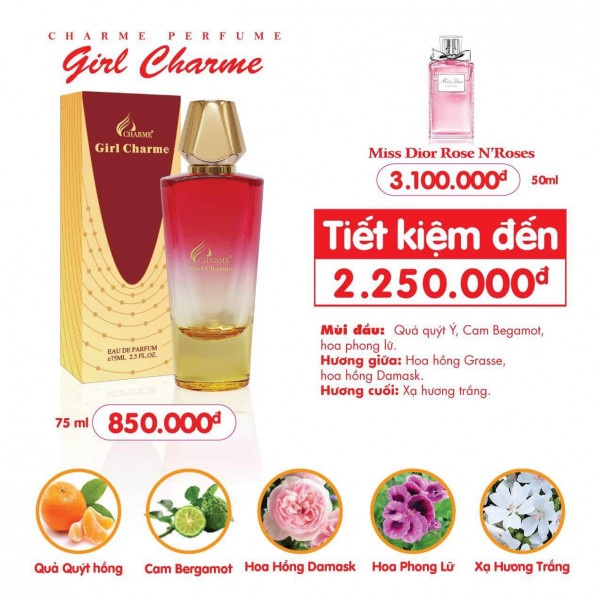 [HCM]Nước Hoa Char me Girl 75ml Nữ