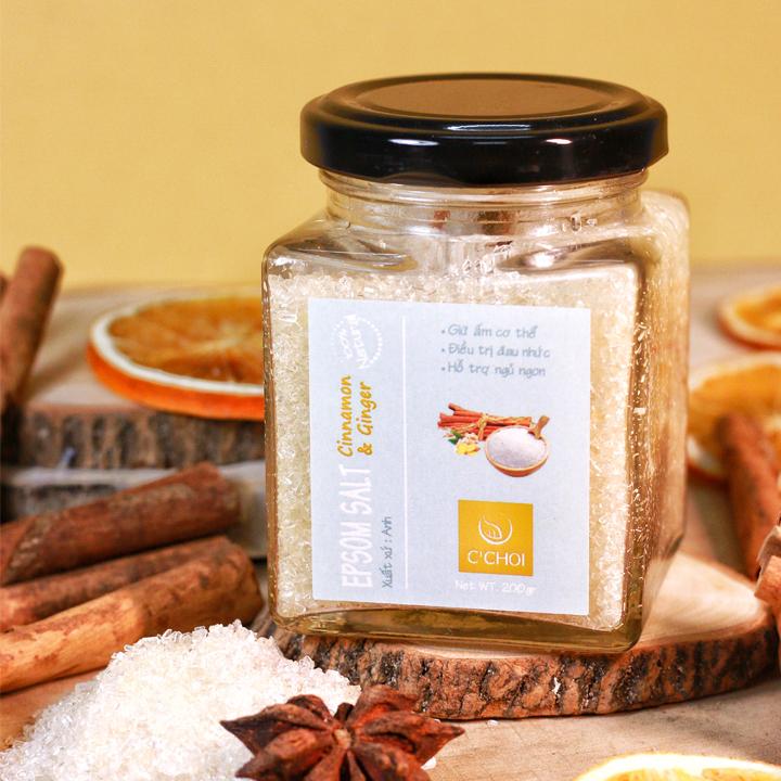 [HCM]Epsom Salt Cinnamon & Ginger - Muối Epsom Ướp Tinh Dầu Quế Gừng