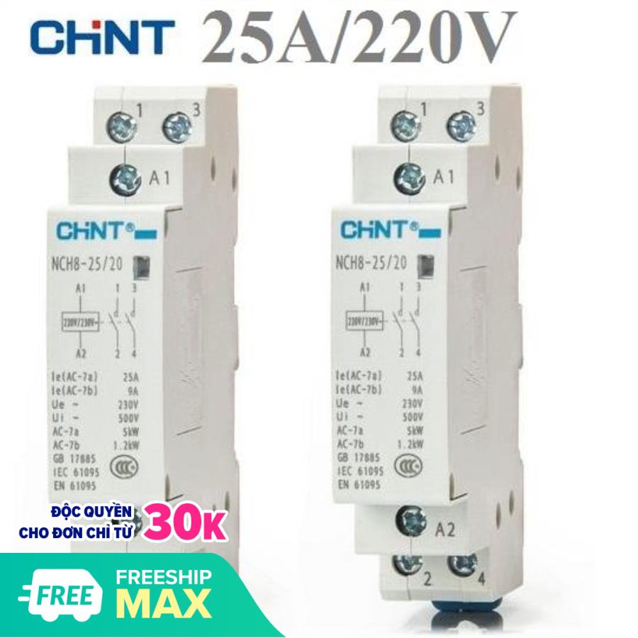 Khởi động từ 2p 25a chint công suất lớn nch8 25a/220v